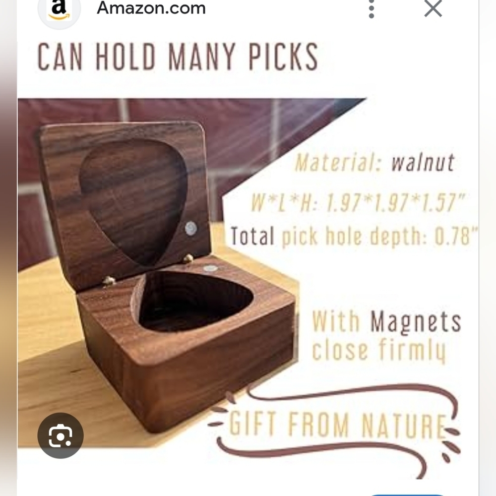 New Amazon Stepdad Gift Walnut Guitar Pick Storage Case New In Box New In Box - Picture 10 of 10